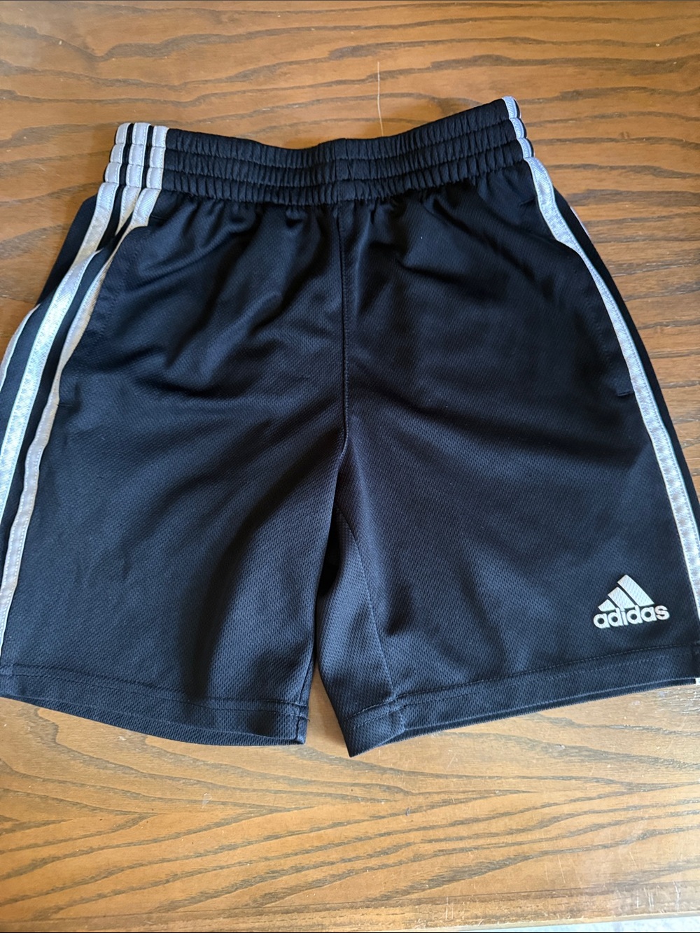 adidas Black Shorts with Silver Trim - Kids Athletic